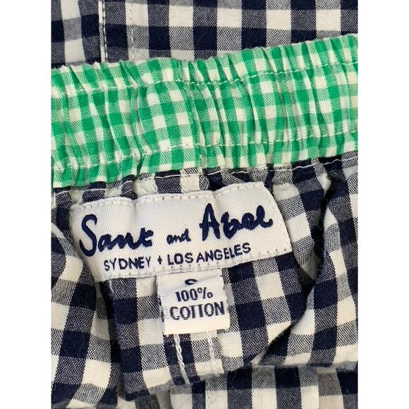 SANT AND ABEL Men's Green-Navy Gingham Hepburn Lightweight Sleep Shorts SZ S - Picture 5 of 5